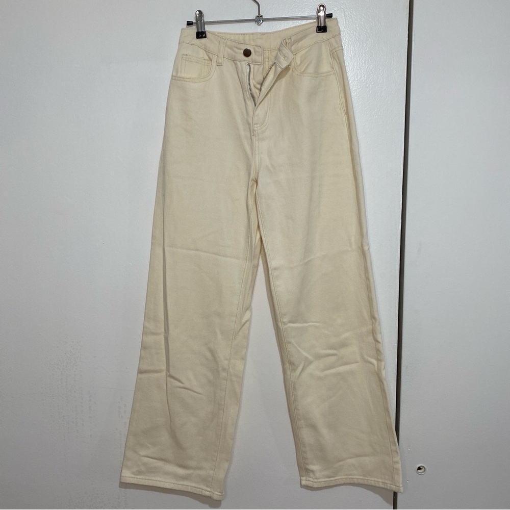 Cream Wide-Leg Pants